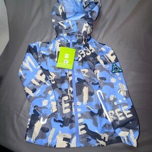Saphirose Kids‎ Waterproof Hooded Jacket Size S Blue Camo Outdoor